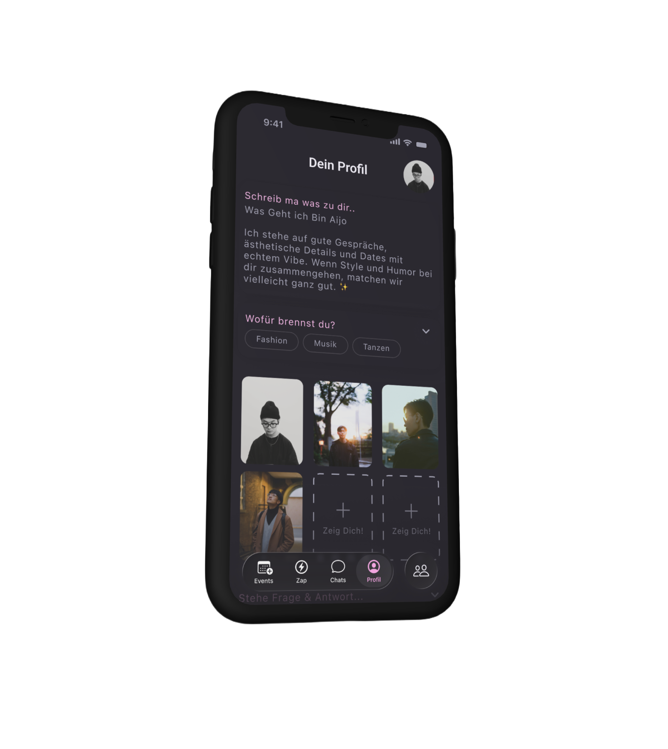 Zap — Profile Screen